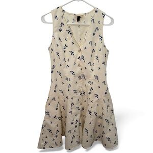 Universal Thread Women’s Button-Front Mini A-Line Dress, Cream & Blue Floral